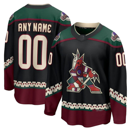 Custom A.Coyotes Fanatics Branded  Home Breakaway Jersey Black Stitched American Hockey Jerseys