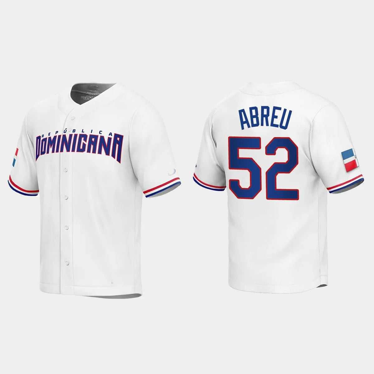 #52 BRYAN ABREU DOMINICAN REPUBLIC BASEBALL 2023 WORLD BASEBALL CLASSIC REPLICA JERSEY ¨C WHITE Stitches Baseball Jerseys