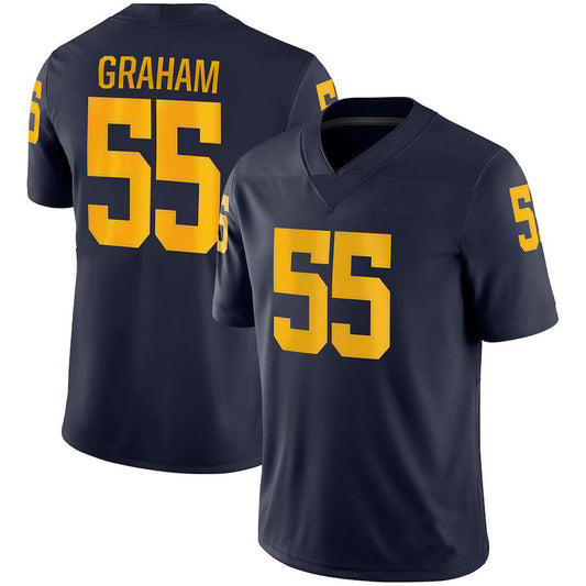 M.Wolverines #55 Brandon Graham Jordan Brand Game Jersey Navy Stitched American College Jerseys