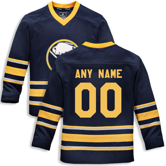 Custom B.Sabres Fanatics Branded Home Replica Custom Jersey  Navy Stitched American Hockey Jerseys