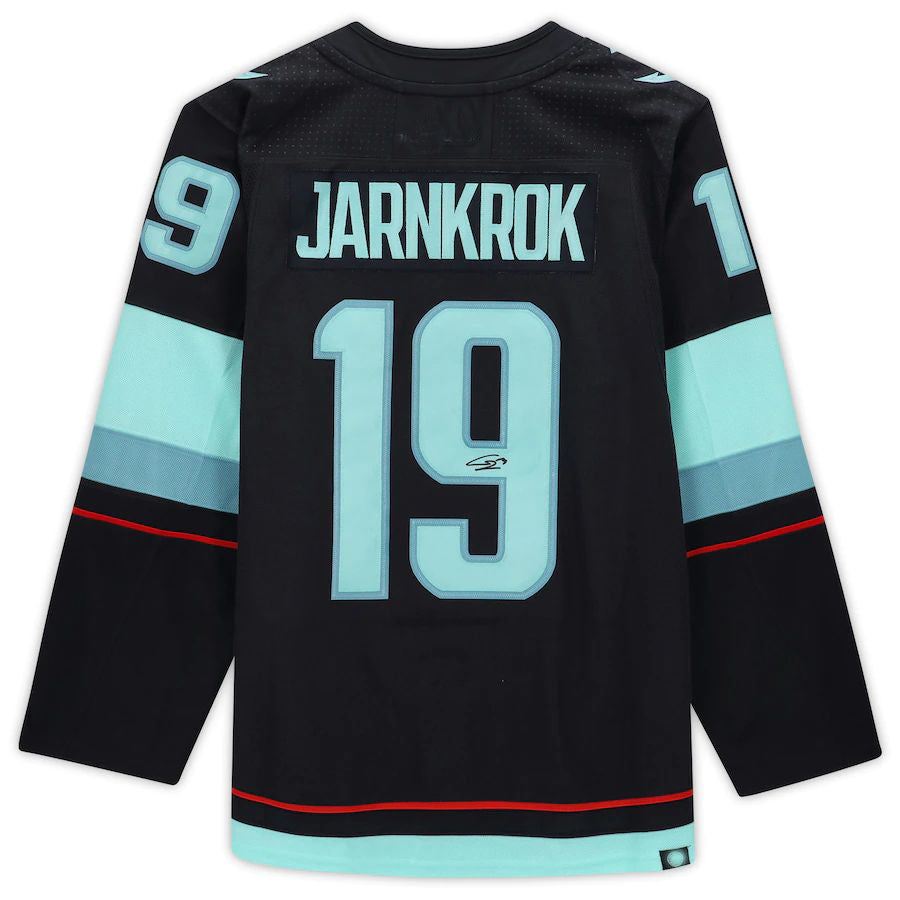 S.Kraken #19 Calle Jarnkrok Seattle Kraken Fanatics Authentic Autographed Jersey with Inaugural Season Jersey Patch Blue Stitched American Hockey Jerseys