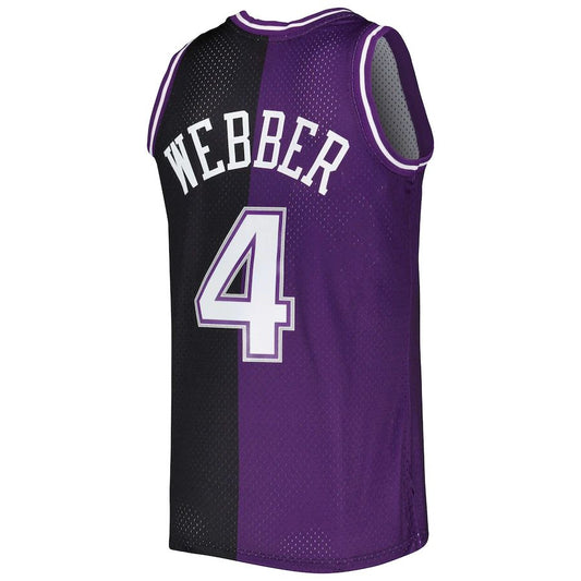 S.Kings #4 Chris Webber Mitchell & Ness Hardwood Classics 2000-01 Split Swingman Jersey Black Stitched American Basketball Jersey