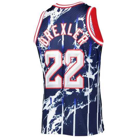 H.Rockets #22 Clyde Drexler Mitchell & Ness 1996-97 Hardwood Classics Marble Swingman Jersey Navy Stitched American Basketball Jersey