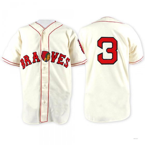 Babe Ruth Cream Atlanta Braves #3 Babe Ruth Cream Throwback Jersey Stitches Baseball J ...
