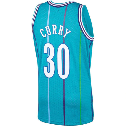 C.Hornets #30 Dell Curry Mitchell & Ness 1992-93 Hardwood Classics Swingman Player Jersey Teal Stitched American Basketball Jersey