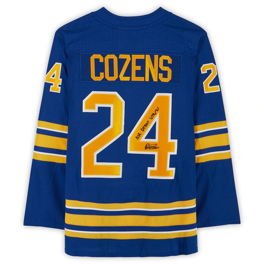 B.Sabres #24 Dylan Cozens Fanatics Authentic Autographed Royal Adidas Authentic Jersey with  Debut 1-14-21 Inscription Stitched American Hockey Jerseys