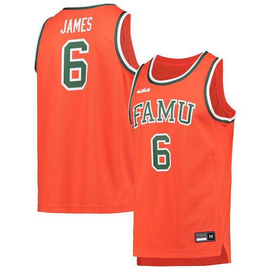 F.A&M Rattlers #6 LeBron James Replica Basketball Jersey Orange Stitched American College Jerseys