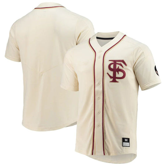 F.State Seminoles Vapor Untouchable Elite Replica Full-Button Baseball Jersey Natural Stitched American College Jerseys