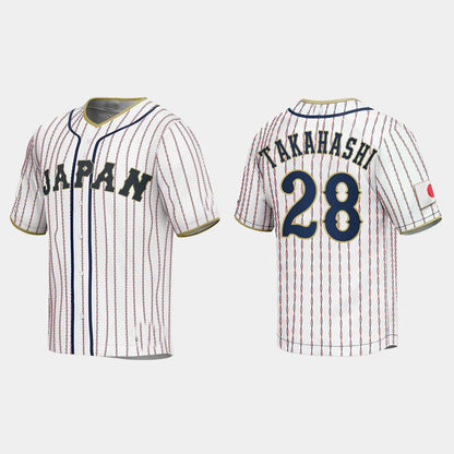 #28 HIROTO TAKAHASHI JAPAN BASEBALL 2023 WORLD BASEBALL CLASSIC JERSEY ¨C WHITE Stitches Baseball Jerseys