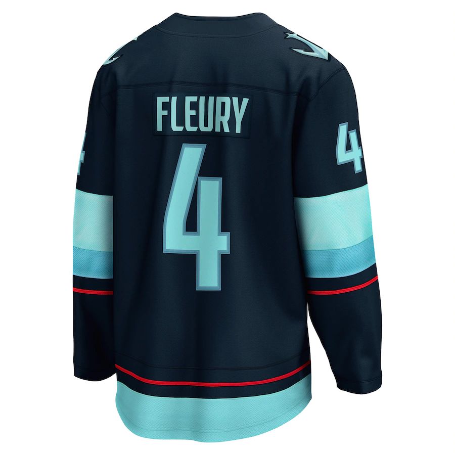 S.Kraken #4 Haydn Fleury Fanatics Branded Home Breakaway Player Jersey  Blue Stitched American Hockey Jerseys