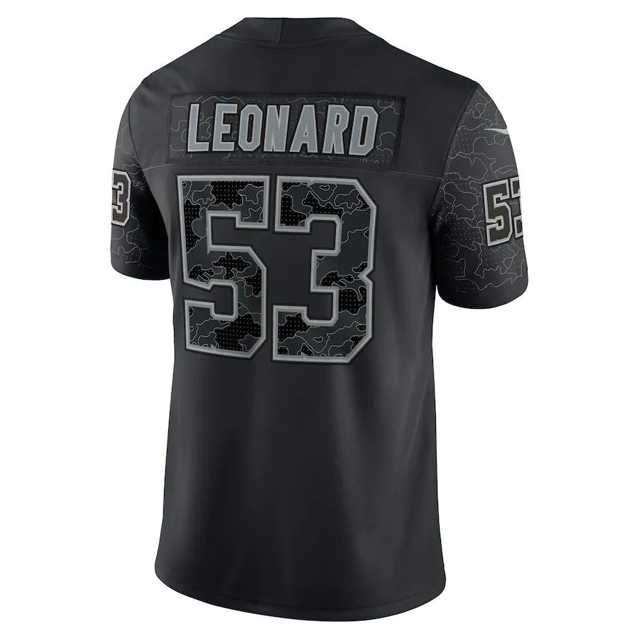 IN.Colts #53 Shaquille Leonard Black RFLCTV Limited Jersey Stitched American Football Jerseys