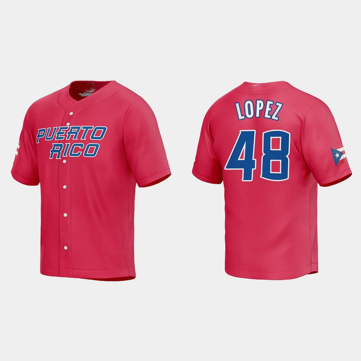 #48 JORGE LOPEZ PUERTO RICO BASEBALL 2023 WORLD BASEBALL CLASSIC JERSEY ¨C RED Stitches Baseball Jerseys