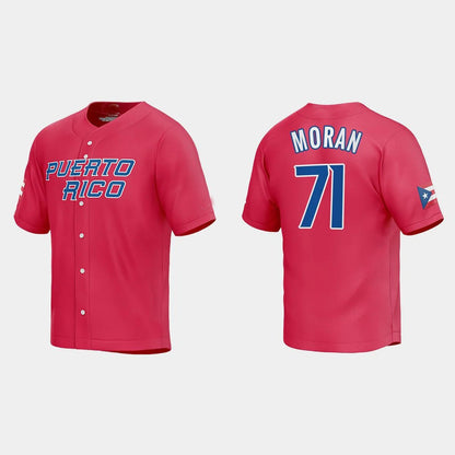 #71 JOVANI MORAN PUERTO RICO BASEBALL 2023 WORLD BASEBALL CLASSIC JERSEY ¨C RED Stitches Baseball Jerseys