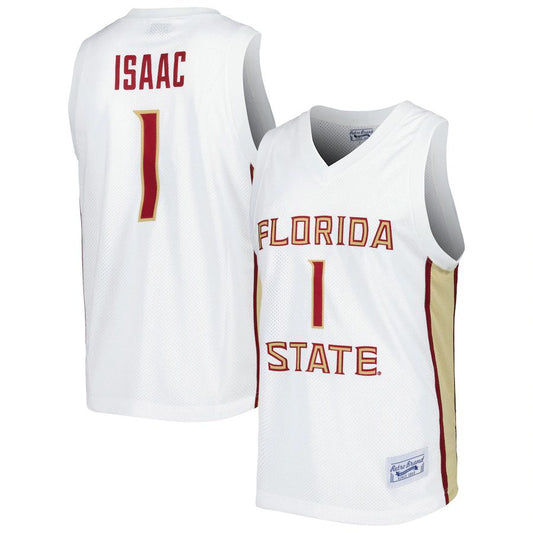 F.State Seminoles #1 Jonathan Isaac Original Retro Brand Alumni Commemorative Replica Basketball Jersey White Stitched American College Jerseys