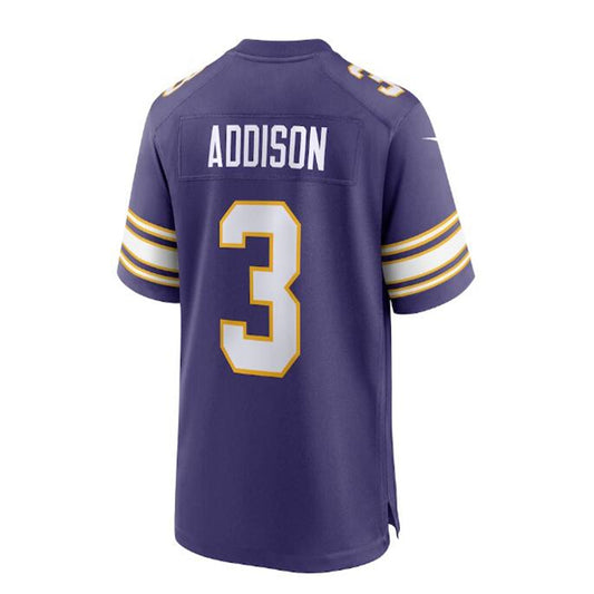 MN.Vikings #3 Jordan Addison Classic Player Game Jersey - Purple Stitched American Football Jerseys