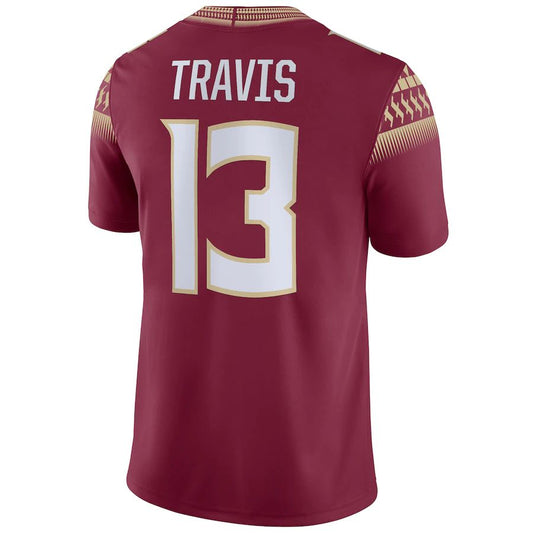 F.State Seminoles #13 Jordan Travis NIL Replica Football Jersey  Garnet Stitched American College Jerseys