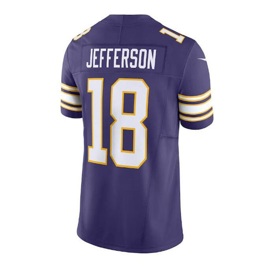 MN.Vikings #18 Justin Jefferson Classic Vapor F.U.S.E. Limited Jersey - Purple Stitched American Football Jerseys