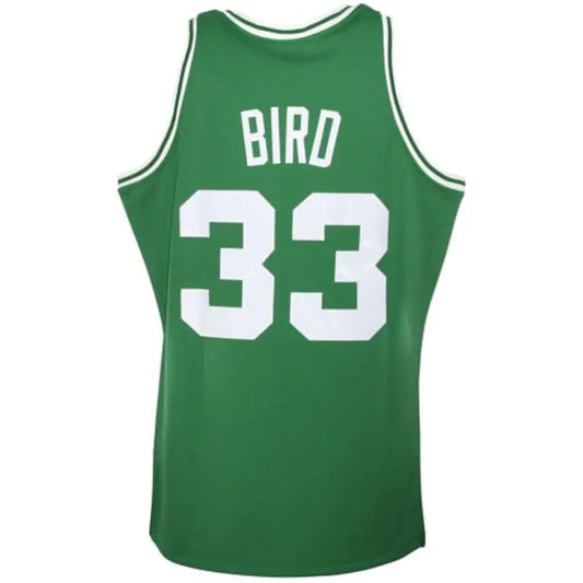 B.Celtics #33 Larry Bird Mitchell & Ness 1985-86 Hardwood Classics Authentic Jersey Kelly Green Stitched American Basketball Jersey