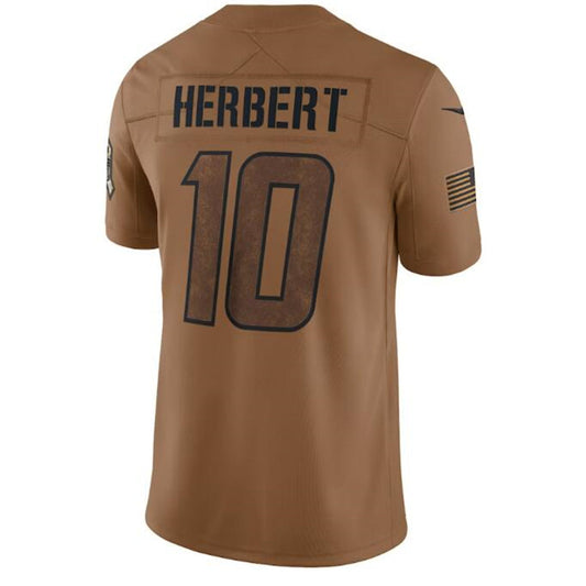 LA.Chargers #10 Justin Herbert Brown 2023 Salute To Service Limited Jersey Stitched American Football Jerseys