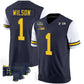 M. Wolverines #1 Roman Wilson Navy White 2024 F.U.S.E. With 2023 National Champions Patch Stitched Jersey College Jerseys