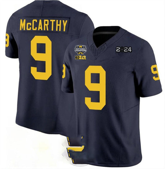 M.Wolverines #9 J.J. McCarthy 2024 F.U.S.E. Navy National Championship Stitched Jersey College Jerseys