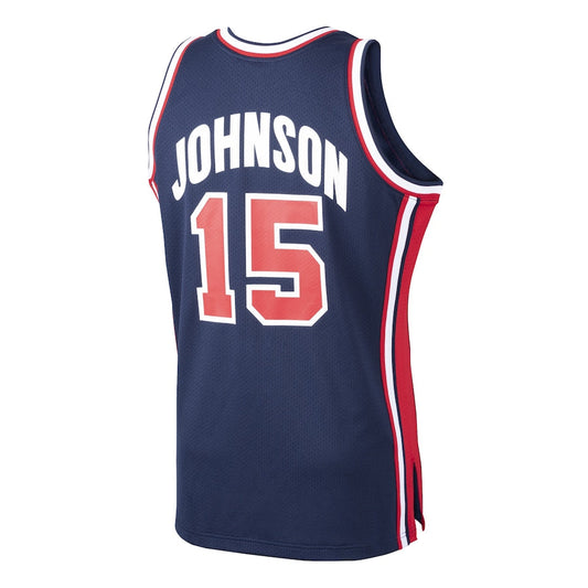 LA.Lakers #15 Magic Johnson Basketball Mitchell & Ness Home 1992 Dream Team Authentic Jersey Navy Stitched American Basketball Jersey