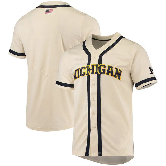 M.Wolverines Replica Baseball Jersey Natural Stitched American College Jerseys