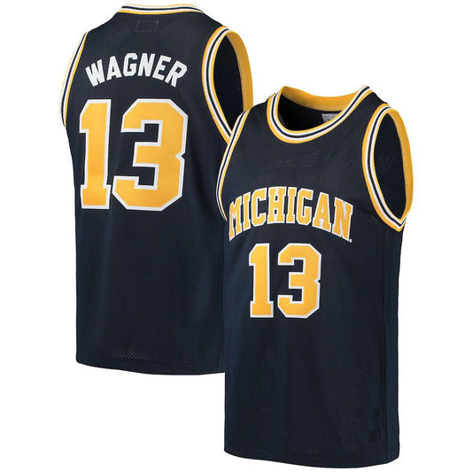 M.Wolverines #13 Moritz Wagner Original Retro Brand Alumni Basketball Jersey Navy Stitched American College Jerseys