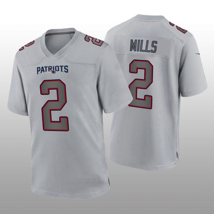NE.Patriots #2 Jalen Mills Gray Atmosphere Game Jersey Stitched American Football Jerseys