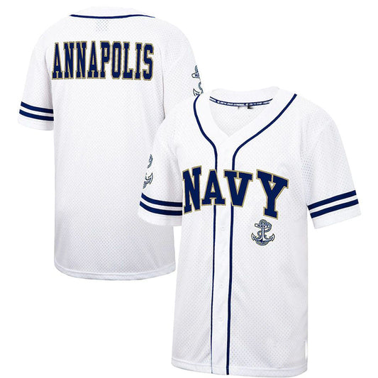 N.Midshipmen Colosseum Free Spirited Baseball Jersey White Navy Stitched American College Jerseys