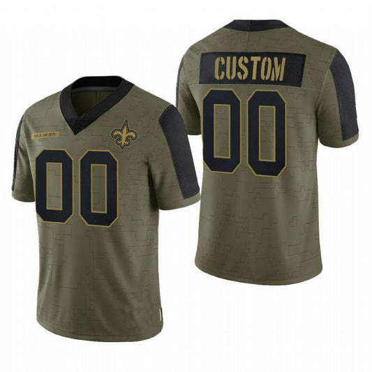 Custom NO.Saints Olive 2022 Salute To Service Limited Football Jersey