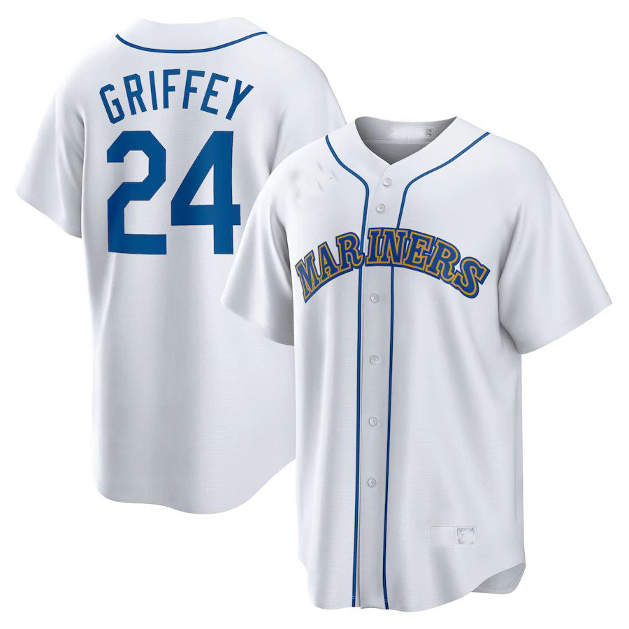 Seattle Mariners #24 Ken Griffey Jr. White Home Cooperstown Collection ...