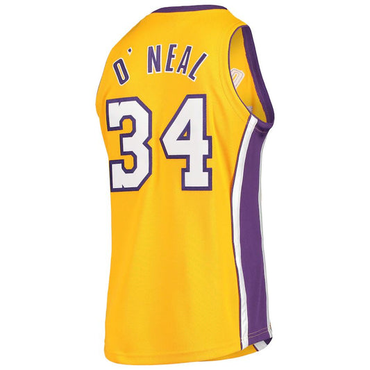 LA.Lakers #34 Shaquille O'Neal Mitchell & Ness 2000 Finals Hardwood Classics Authentic Jersey  Gold Stitched American Basketball Jersey