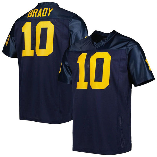 M.Wolverines #10 Tom Brady Original Retro Brand Authentic Throwback Commemorative Classics Football Jersey Navy Stitched American College Jerseys