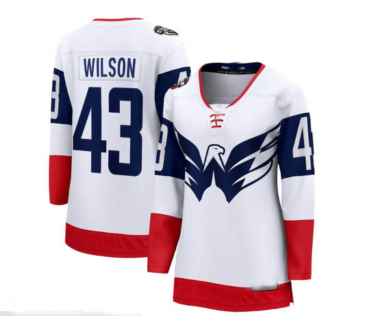 W.Capitals #43 Tom Wilson Fanatics Branded 2023 Stadium Series Breakaway Player Jersey - White Stitched American Hockey Jerseys