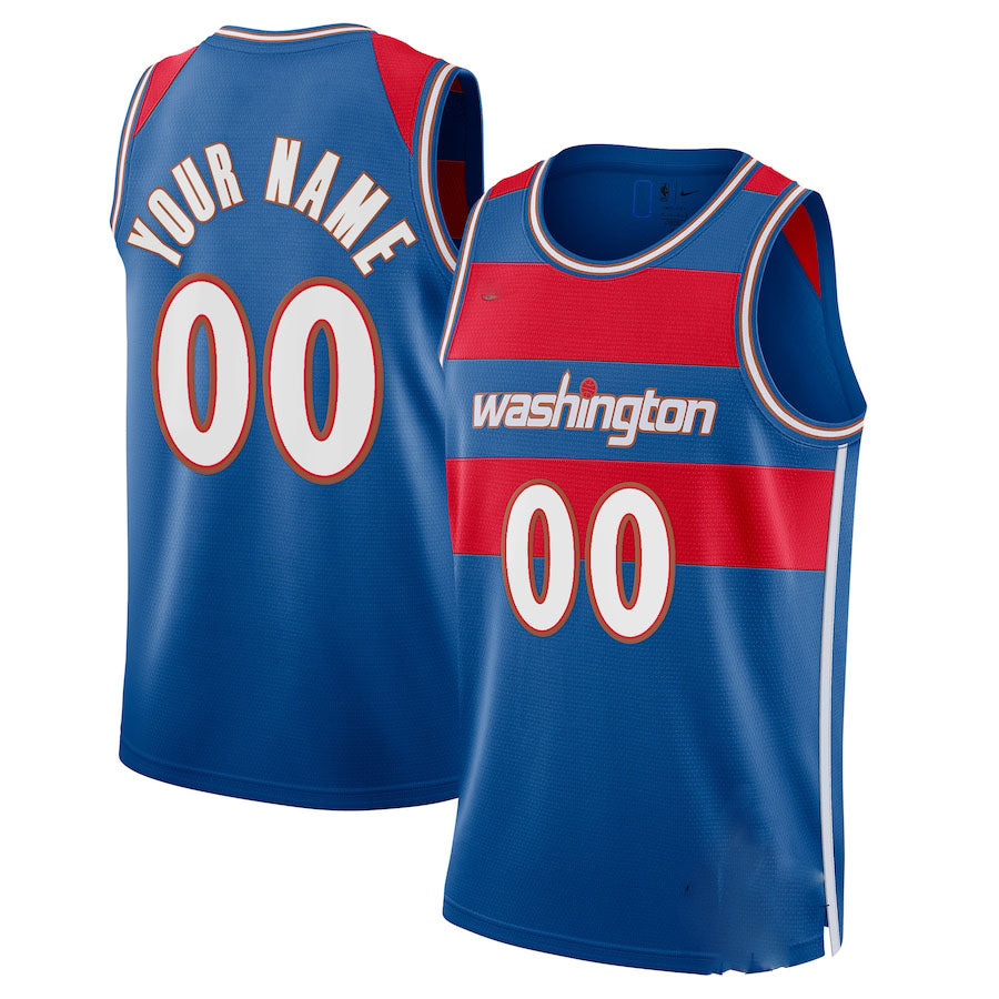 Custom W.Wizards Swingman Jersey City Edition Royal Stitched Basketbal ...