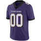Custom B.Raven Men's American Purple Vapor Limited Stitched Football Jersey