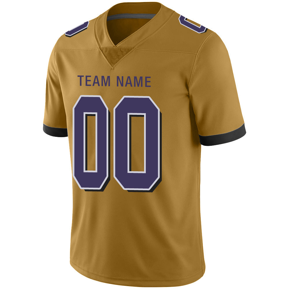 Custom B.Raven Men's American Gold Fashion Vapor Limited Stitched Football Jerseys